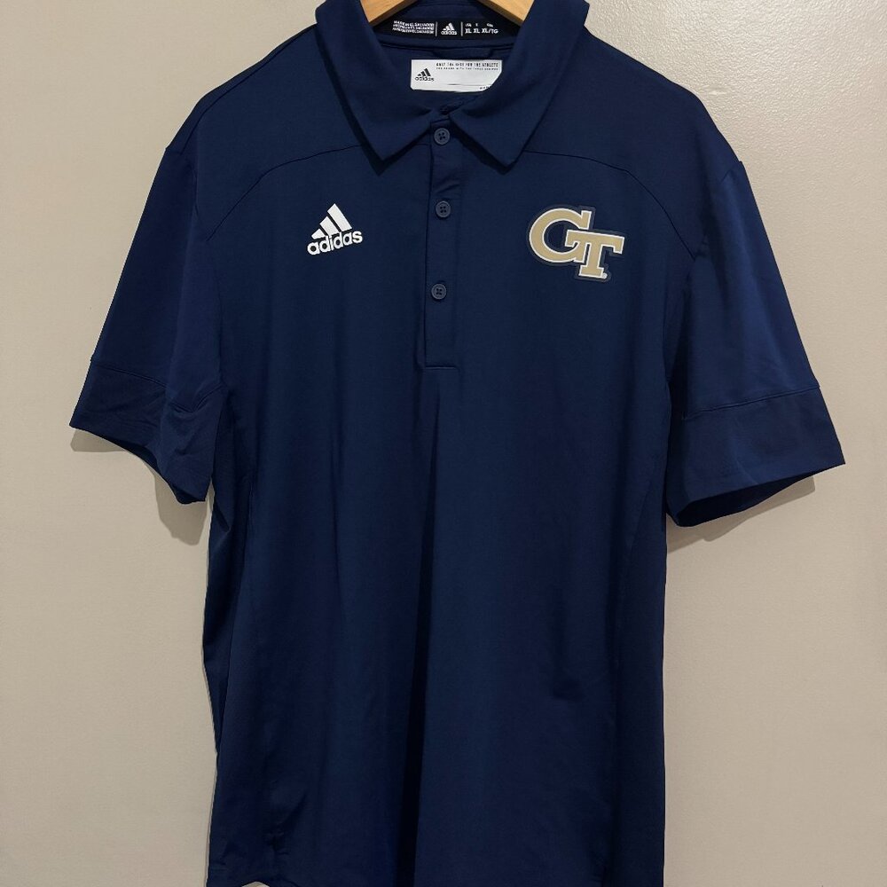 Adidas Georgia Tech GT Yellow Jackets Football Team Issue Polo Shirt Mens NEW